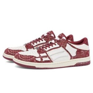 Amiri Bandana Denim Skel Top Low Sneakers White & Burgundy US7 EUR37